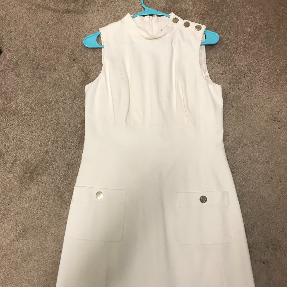 WHBM Short Sleeve Mock Neck Pocket Shift Dress